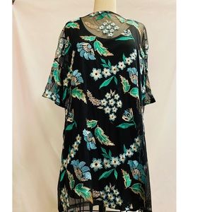 Zara Floral Knit mesh shift dress